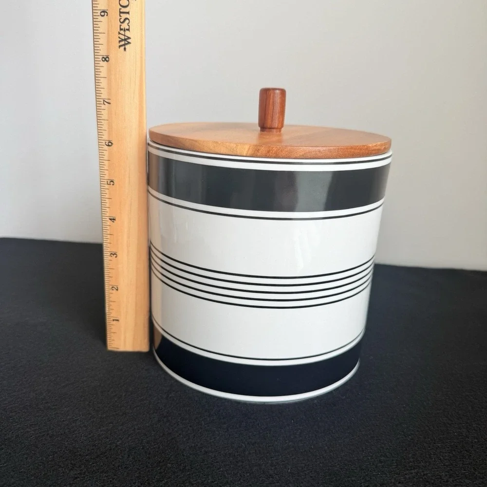 Kate Spade New York Concord Square Lenox Canister Black And White Stripped